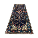 Vintage Hamadan Runner, front perspective view of the complete rug, hand-knotted wool pile. SKU PP 101392.
