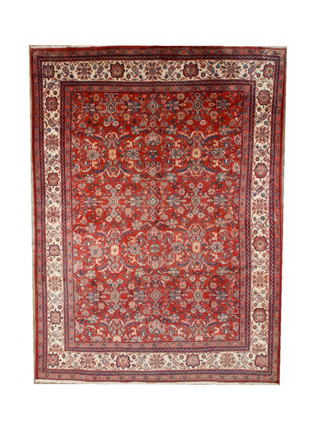 Mahal hand-knotted wool rug, full top view.