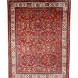 Mahal hand-knotted wool rug, full top view.