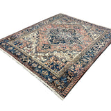 Vintage Mehravan Rug, angled view showing the full field and borders, hand-knotted wool pile. SKU PP 107502.