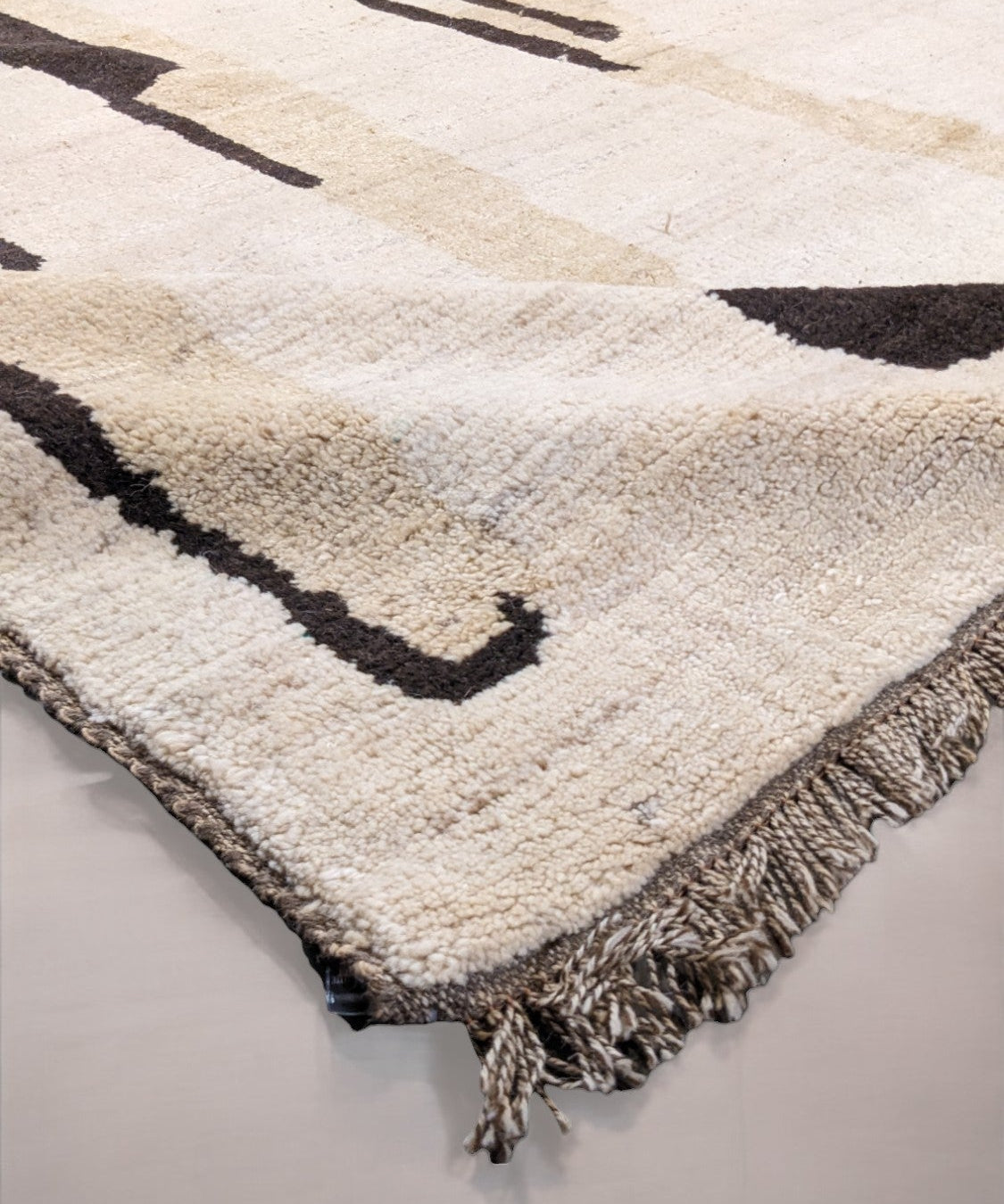 Hand-Knotted Wool Rug — Black Brushstrokes on Ivory | 8'0" × 9'11"