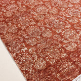 Ikat-Inspired Chobi Rug — Ivory Florals on Terracotta | 6'1" × 8'9"