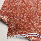 Ikat-Inspired Chobi Rug — Ivory Florals on Terracotta | 6'1" × 8'9"