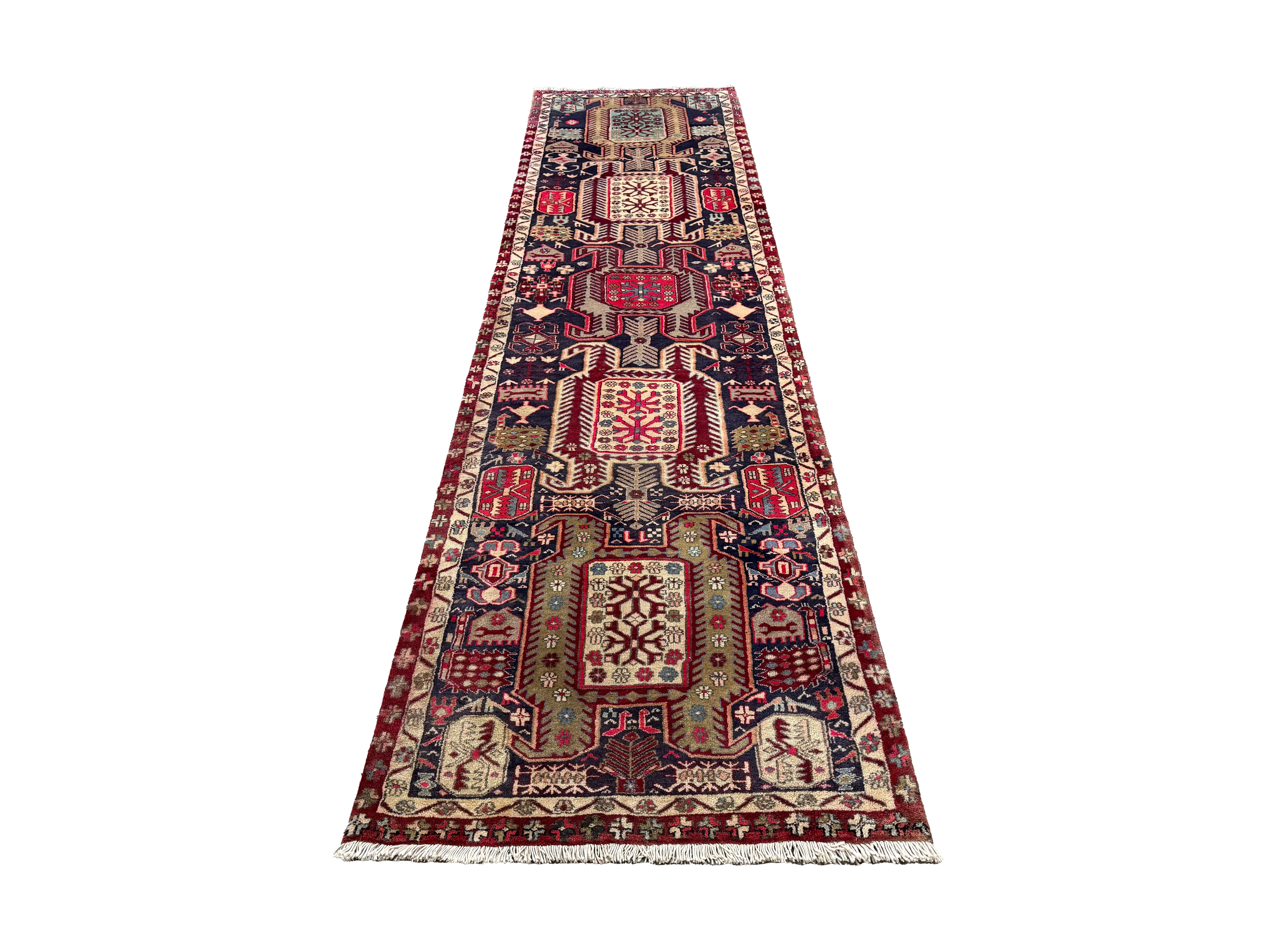 Vintage Ardabil Wool Runner. Edited documentary rug photograph; SKU RR 30115; source IMG_7436.