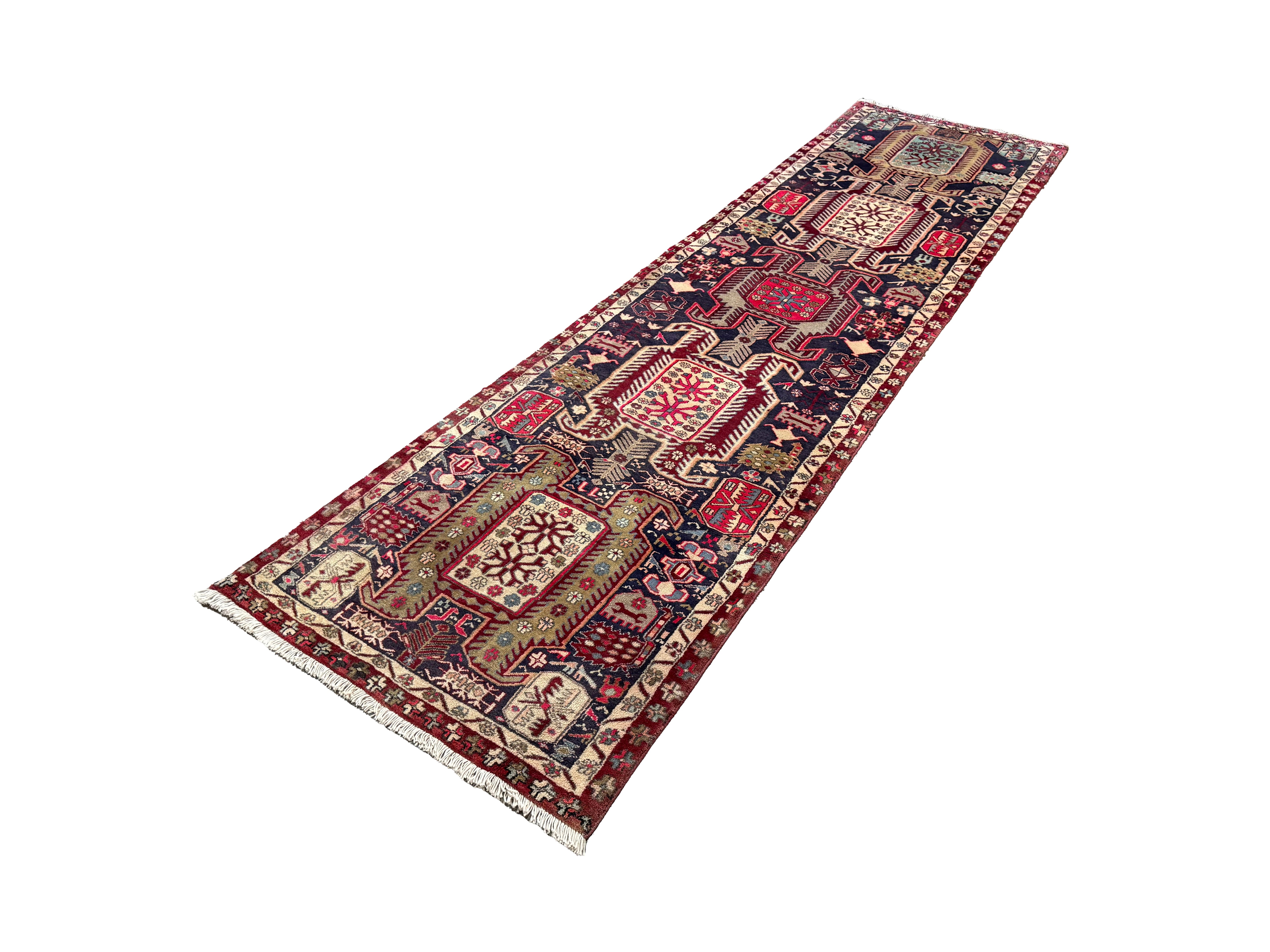 Vintage Ardabil Wool Runner. Edited documentary rug photograph; SKU RR 30115; source IMG_7437.