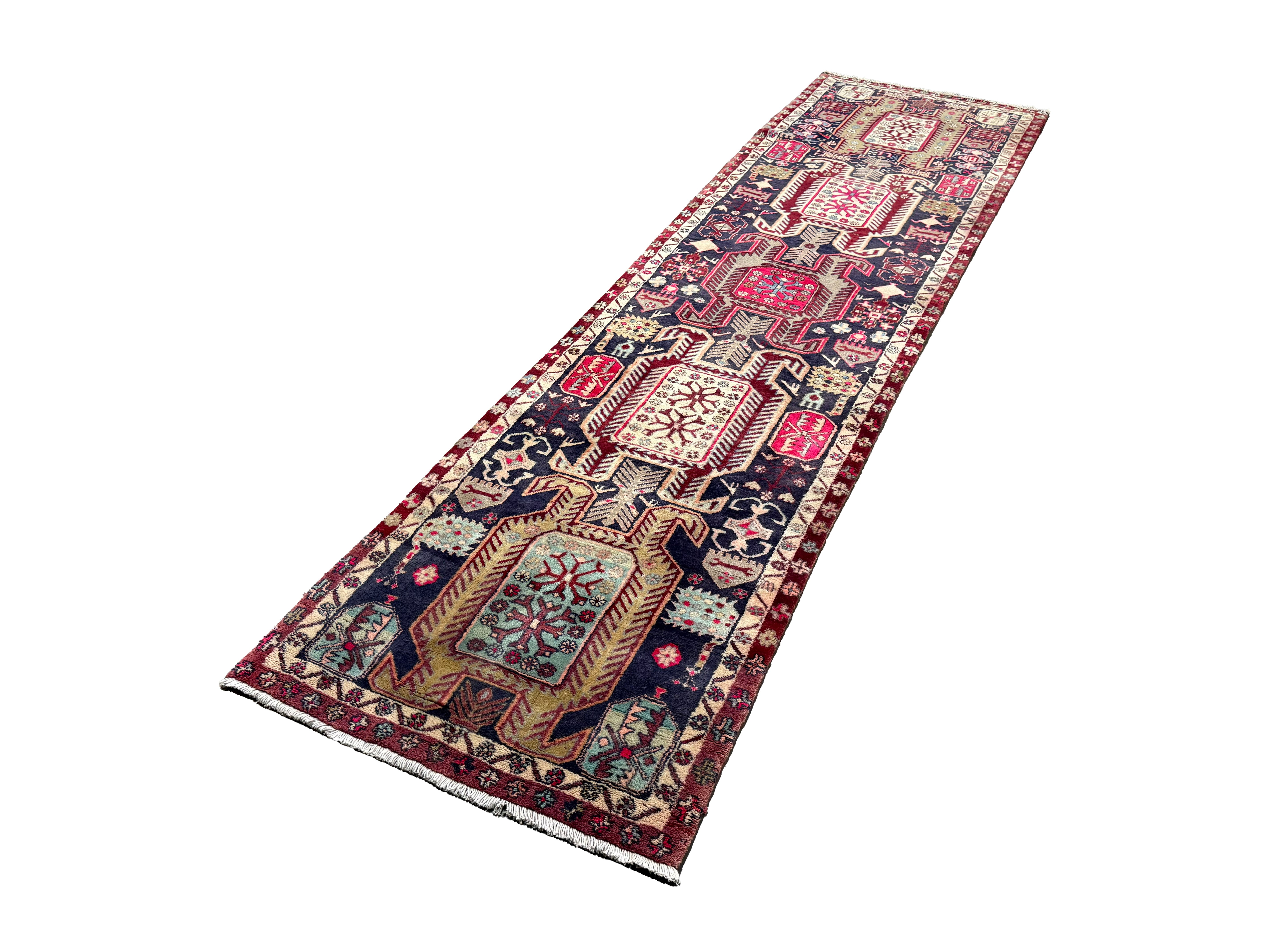 Vintage Ardabil Wool Runner. Edited documentary rug photograph; SKU RR 30115; source IMG_7447.
