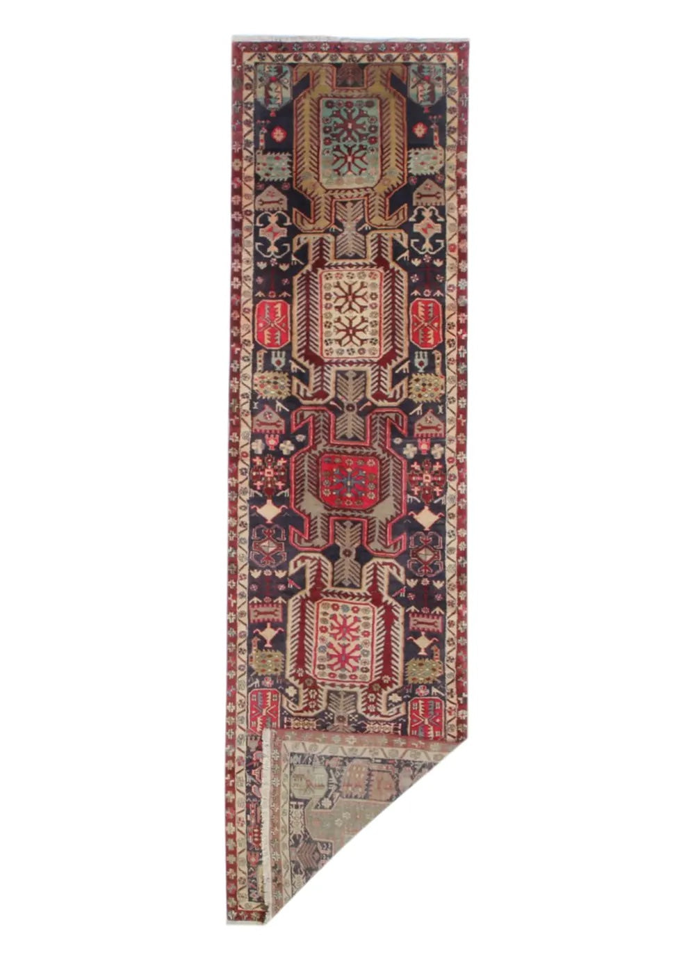 Vintage Ardabil Wool Runner, full rug view. Original catalog photograph; SKU RR 30115.