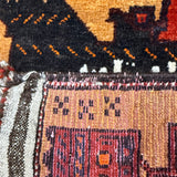 Afghan War Rug — Pictorial Motifs & Lettering with a Golden-Brown Border. Original rug photograph; SKU RR30294; source RR 30294 IMG_6790.