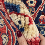 Vintage Arak Runner — Dense Allover Florals on Dark Blue. Rug pile and texture detail; SKU RR 30663; source IMG_7649.