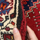 Vintage Sarab Runner — Three Geometric Medallions on Red. Rug pile and texture detail; SKU RR 30685; source IMG_6851.