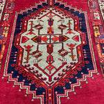 Vintage Sarab Runner — Three Geometric Medallions on Red. Original rug photograph; SKU RR30685; source IMG_6846.