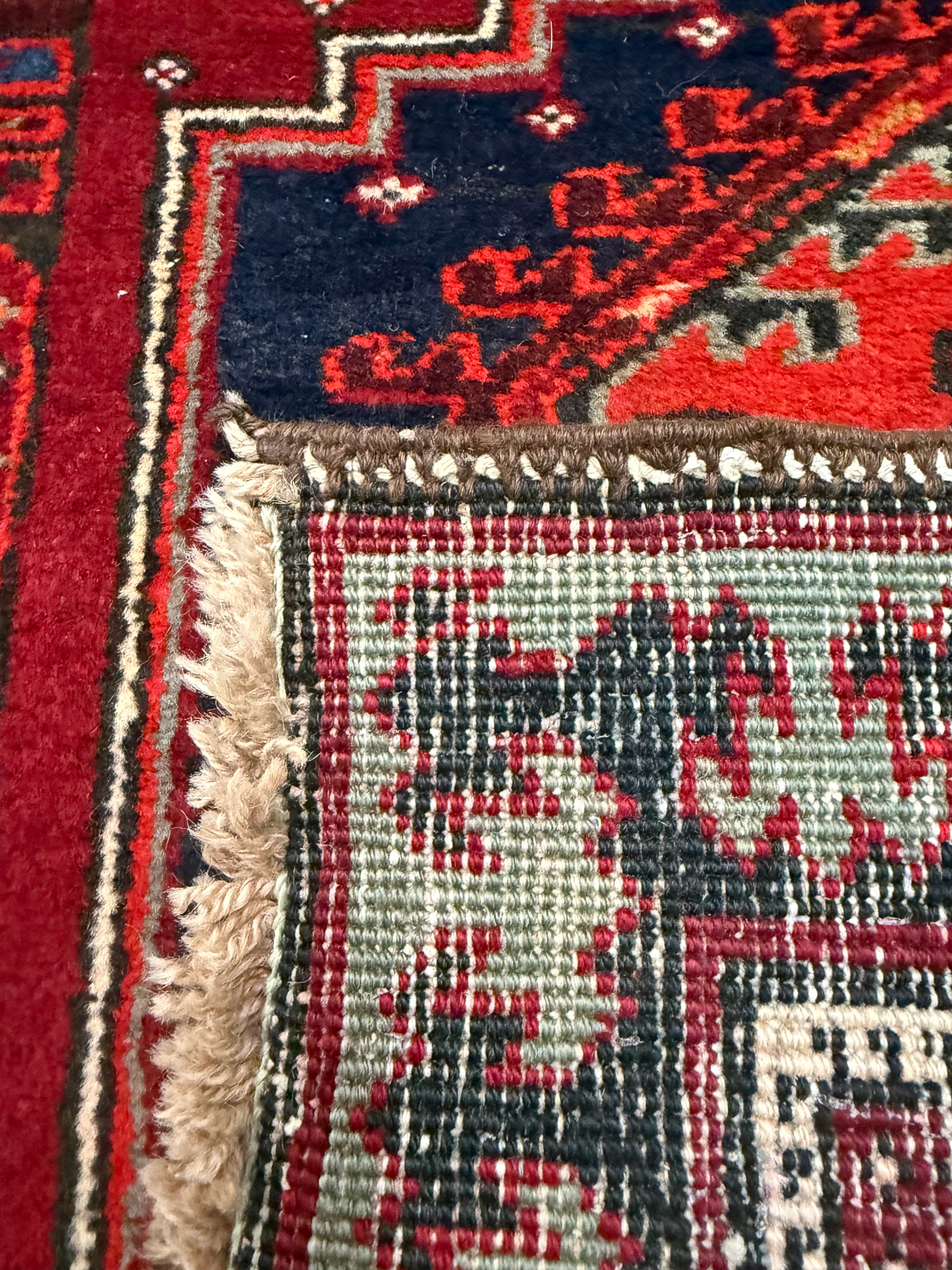 Vintage Sarab Runner — Three Geometric Medallions on Red. Original rug photograph; SKU RR30685; source IMG_6848.