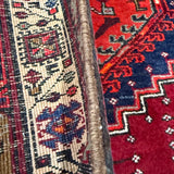 Vintage Sarab Runner — Three Geometric Medallions on Red. Original rug photograph; SKU RR30685; source IMG_6850.