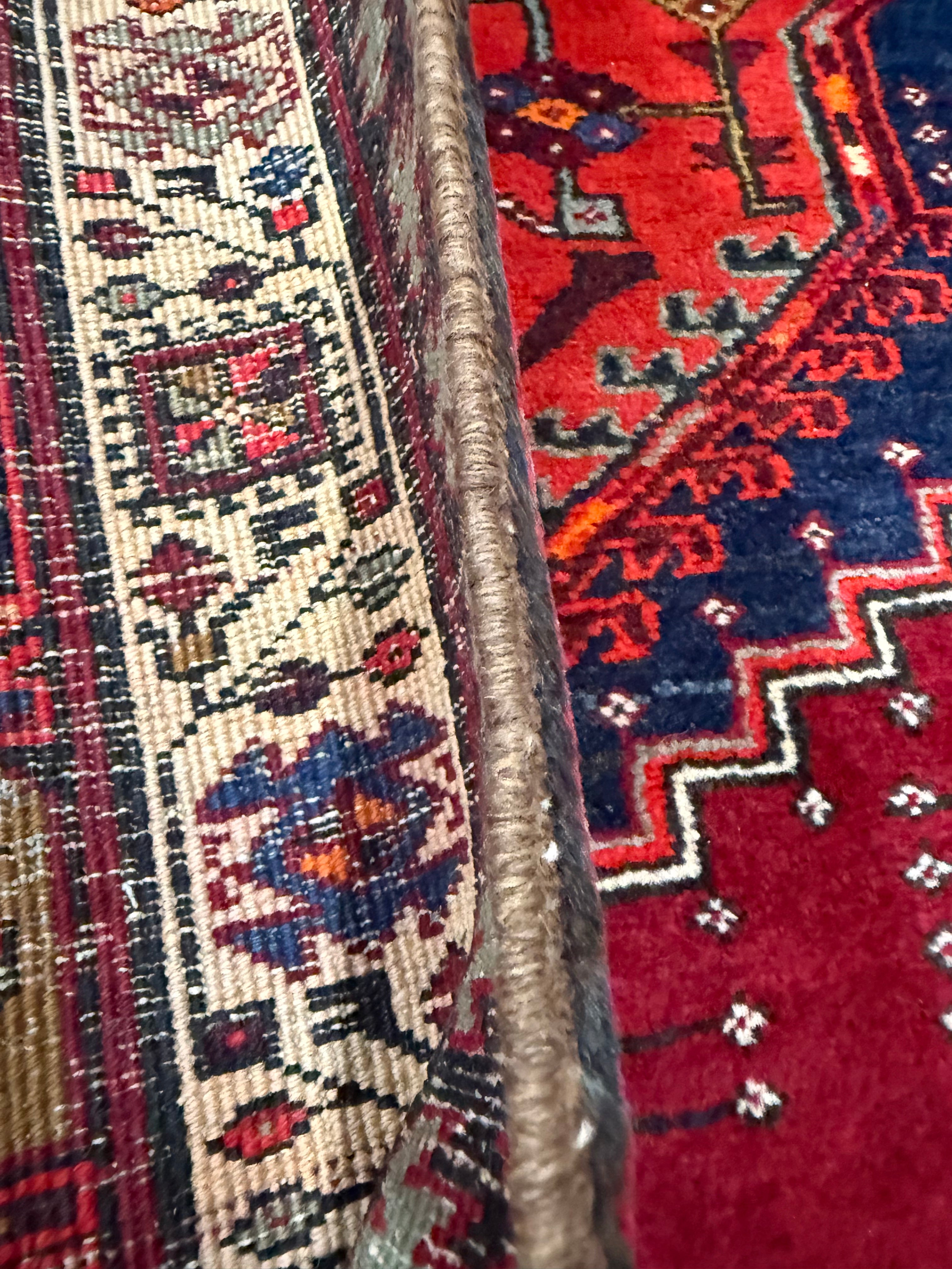 Vintage Sarab Runner — Three Geometric Medallions on Red. Original rug photograph; SKU RR30685; source IMG_6850.