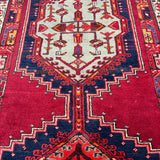 Vintage Sarab Runner — Three Geometric Medallions on Red. Original rug photograph; SKU RR30685; source IMG_6856.