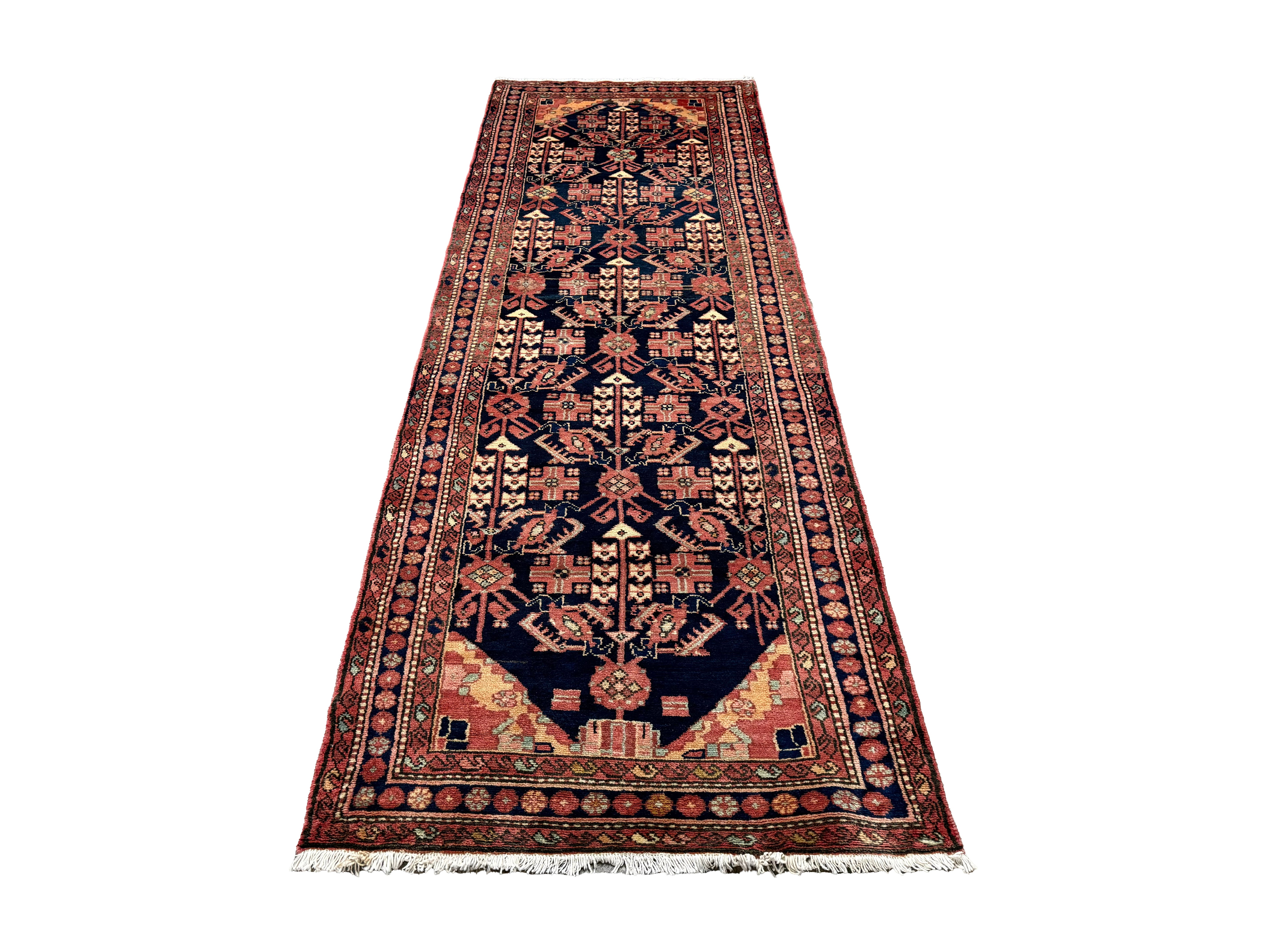 Vintage Hamedan wool runner, full rug view; SKU RR 30725. Edited documentary photograph, source IMG_7387.