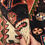 Vintage Saveh Runner — Light Florals Along a Dark Medallion, Framed in Red. Rug pile and texture detail; SKU RR 32282; source IMG_6936.