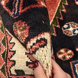 Vintage Saveh Runner — Light Florals Along a Dark Medallion, Framed in Red. Rug pile and texture detail; SKU RR 32282; source IMG_6936.