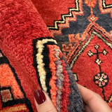 Vintage Sarab Runner — Linked Geometric Medallions on Red. Rug pile and texture detail; SKU RR 32321; source IMG_7630.