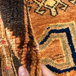 Vintage Luri Rug — Three Angular Medallions on Warm Orange. Rug pile and texture detail; SKU RR 32364; source IMG_6954.