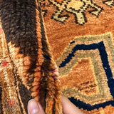 Vintage Luri Rug — Three Angular Medallions on Warm Orange. Rug pile and texture detail; SKU RR 32364; source IMG_6954.