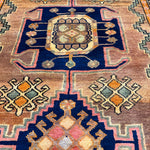 Vintage Luri Rug — Three Angular Medallions on Warm Orange. Original rug photograph; SKU RR32364; source IMG_6948.