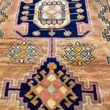 Vintage Luri Rug — Three Angular Medallions on Warm Orange. Original rug photograph; SKU RR32364; source IMG_6960.