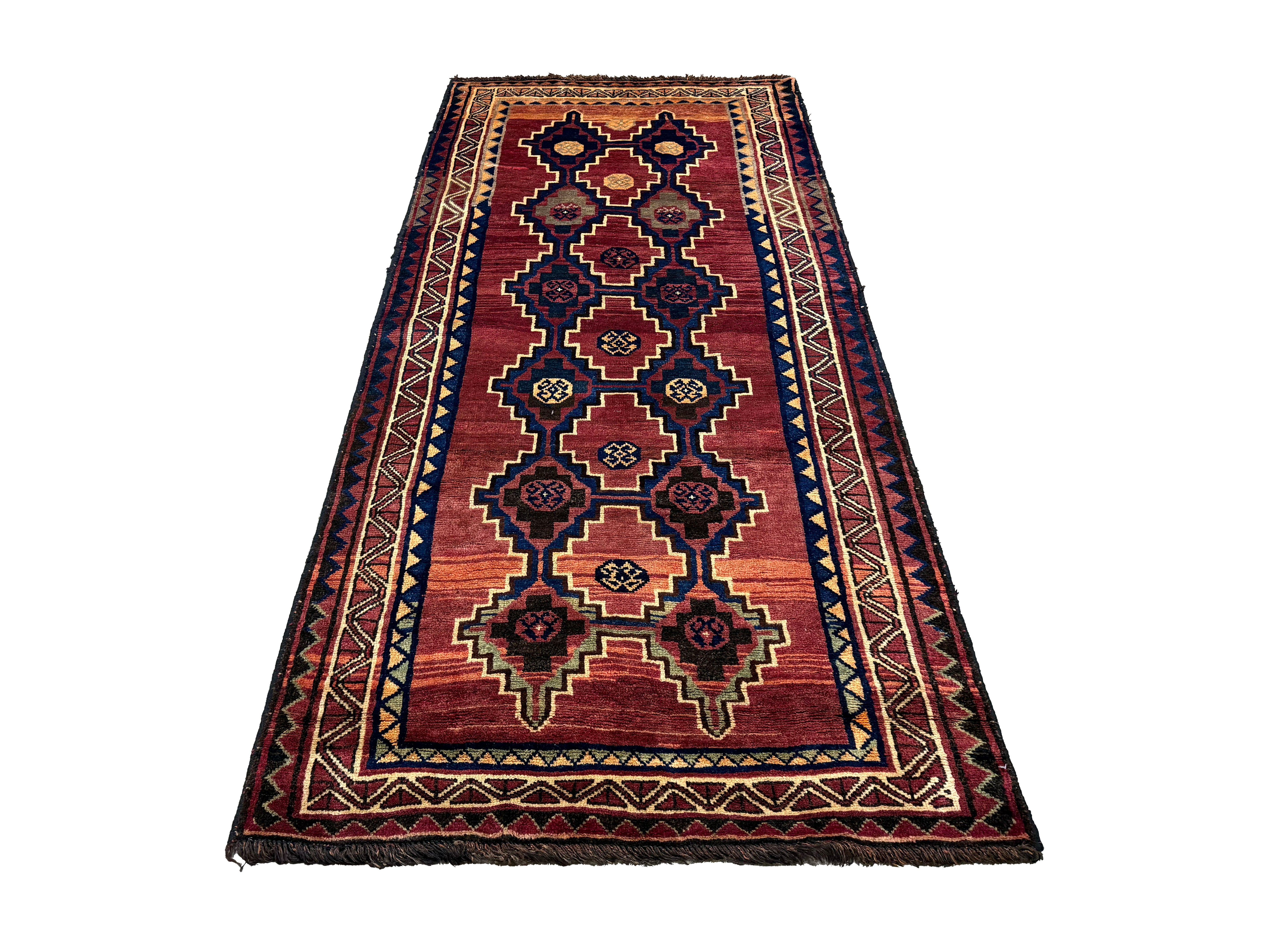 Vintage Sirjan Luri Wool Runner. Edited documentary rug photograph; SKU RR 32366; source IMG_7508.
