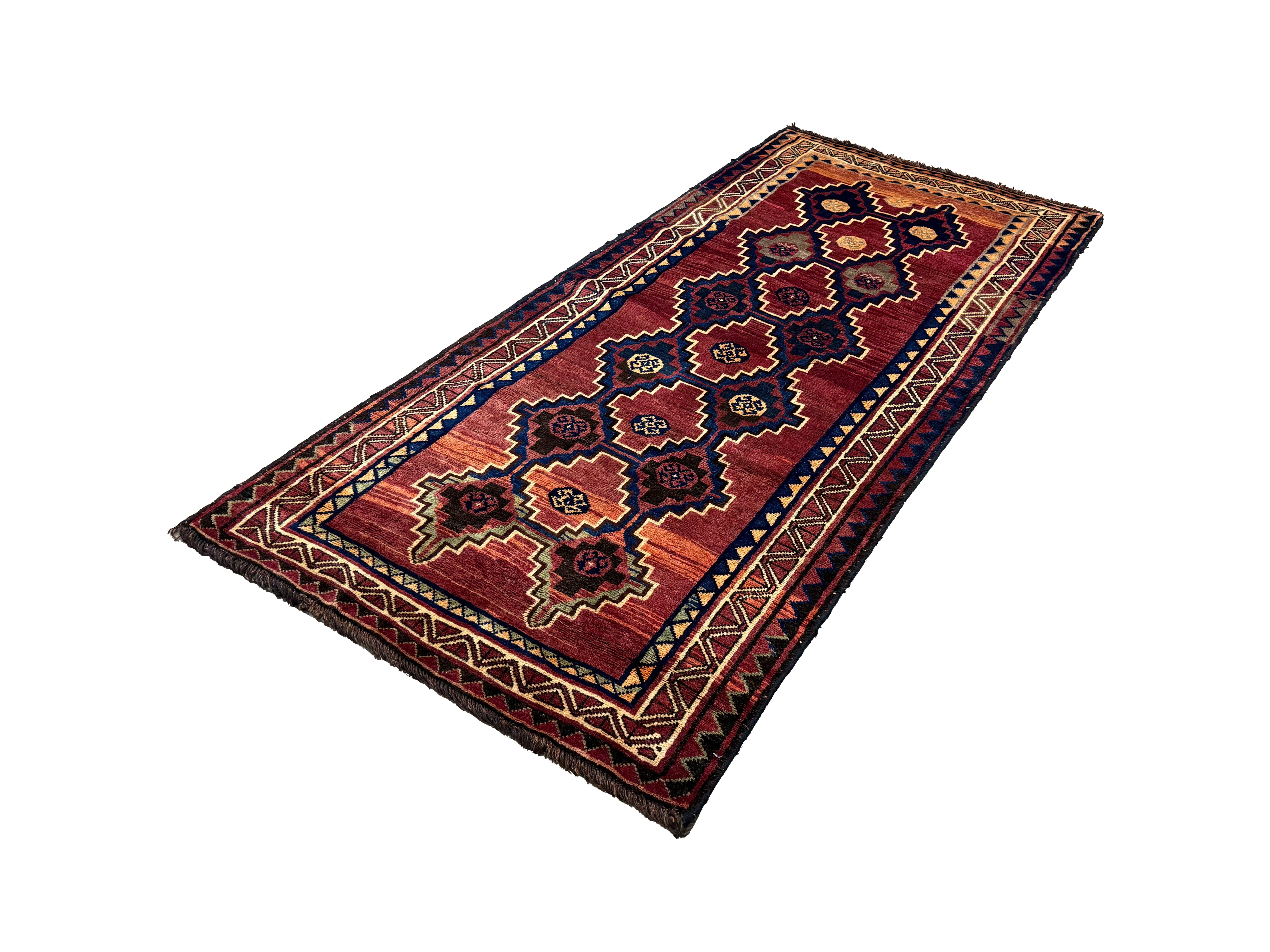 Vintage Sirjan Luri Wool Runner. Edited documentary rug photograph; SKU RR 32366; source IMG_7509.
