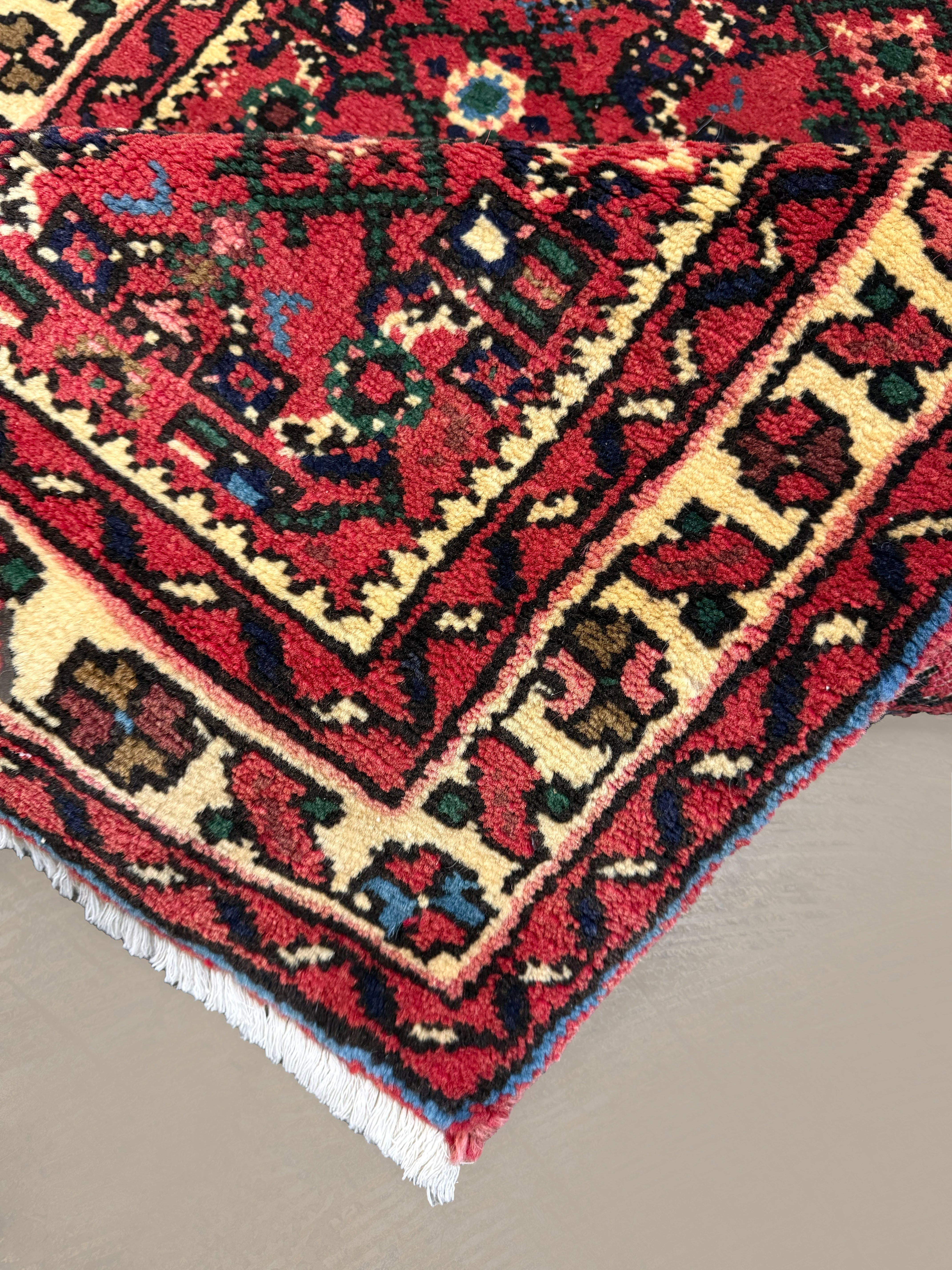Vintage Hosseinabad Wool Runner | 2'6" × 12'7". Edited documentary rug photograph; SKU RR 32375; source undefined.