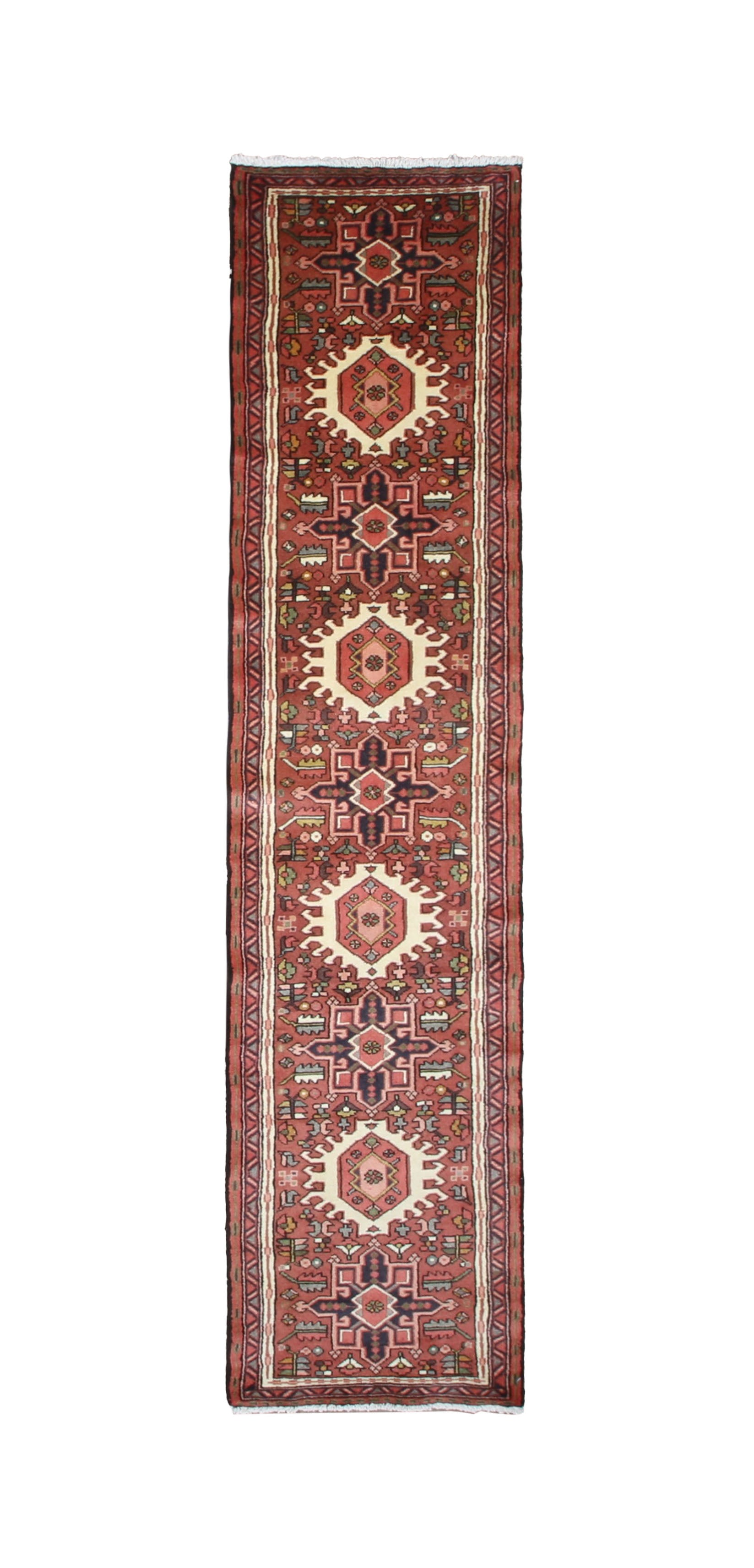 Vintage Qarajeh Wool Runner, full rug view. Original catalog photograph; SKU RR32388.