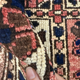 Vintage Shalamzar Bakhtiari Rug — Four Garden Panels with Floral & Architectural Motifs. Rug pile and texture detail; SKU RR 32416; source IMG_6702.
