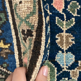 Vintage Dargazin Rug — Gol Farang Floral Sprays on Deep Blue. Rug pile and texture detail; SKU RR 32487; source IMG_6741.