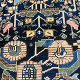 Vintage Dargazin Rug — Floral Sprays on Deep Blue. Original rug photograph; SKU RR32487; source RR 32487 IMG_6734.