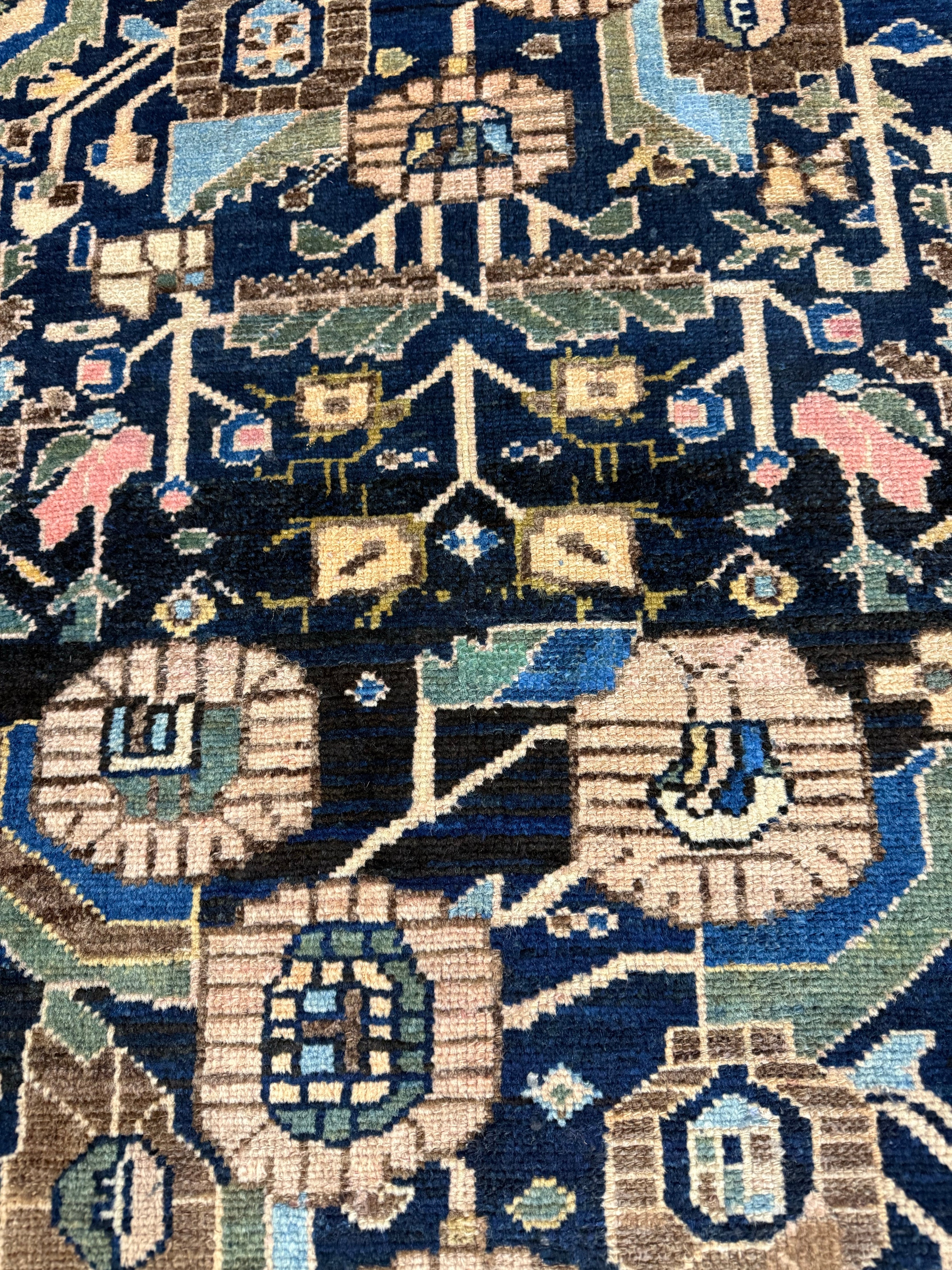 Vintage Dargazin Rug — Floral Sprays on Deep Blue. Original rug photograph; SKU RR32487; source RR 32487 IMG_6734.