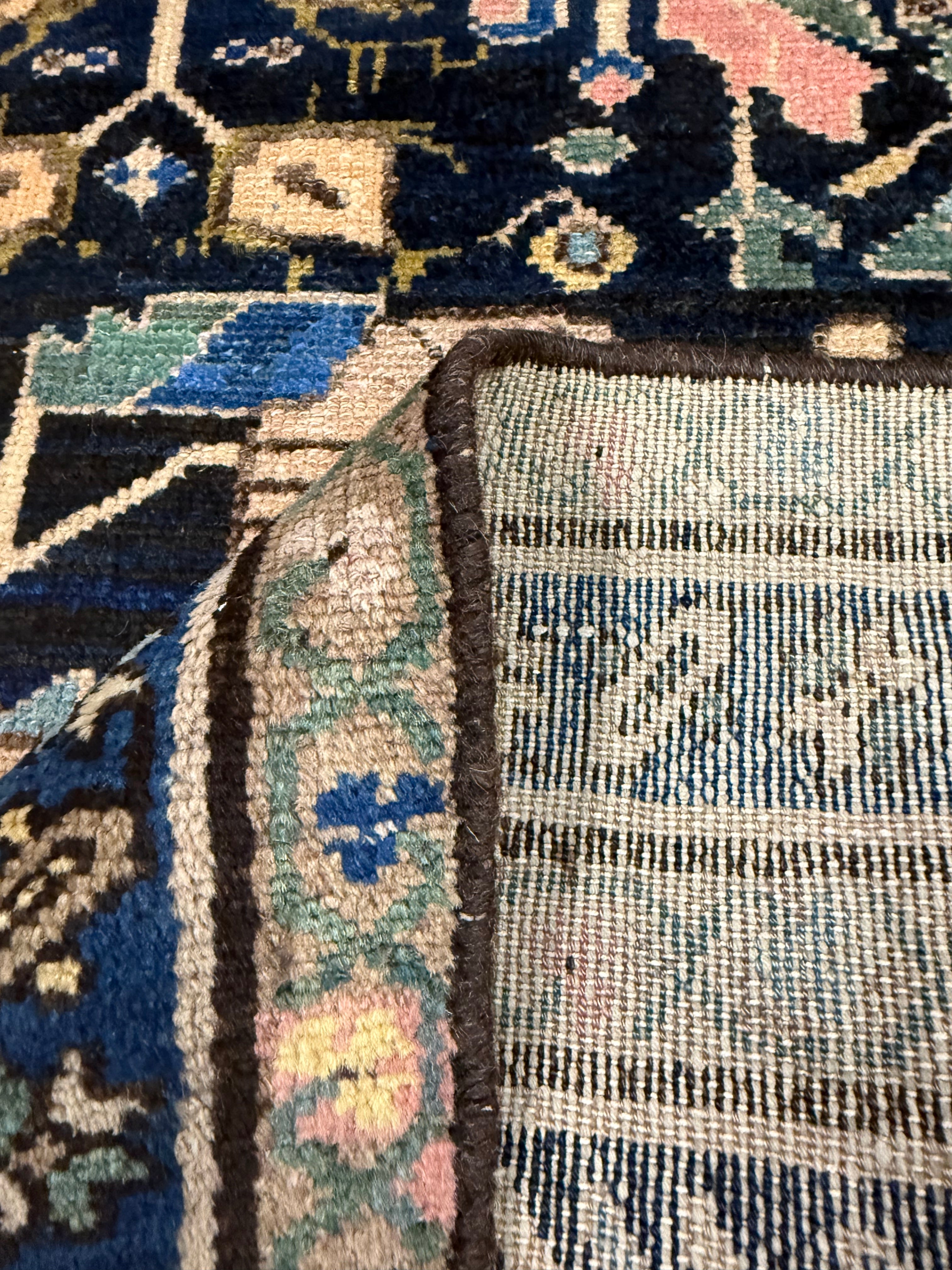 Vintage Dargazin Rug — Floral Sprays on Deep Blue. Original rug photograph; SKU RR32487; source RR 32487 IMG_6736.