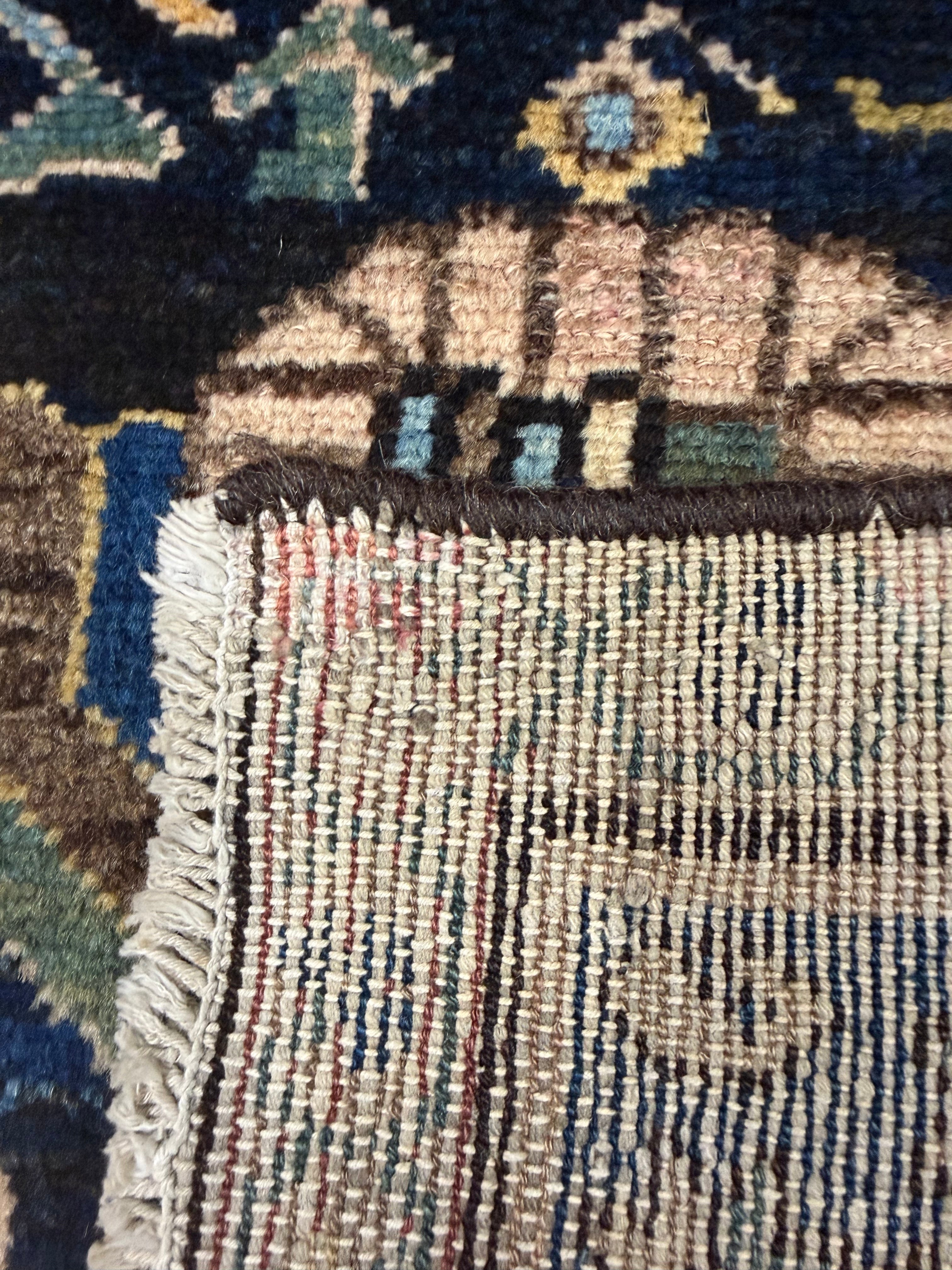 Vintage Dargazin Rug — Floral Sprays on Deep Blue. Original rug photograph; SKU RR32487; source RR 32487 IMG_6737.