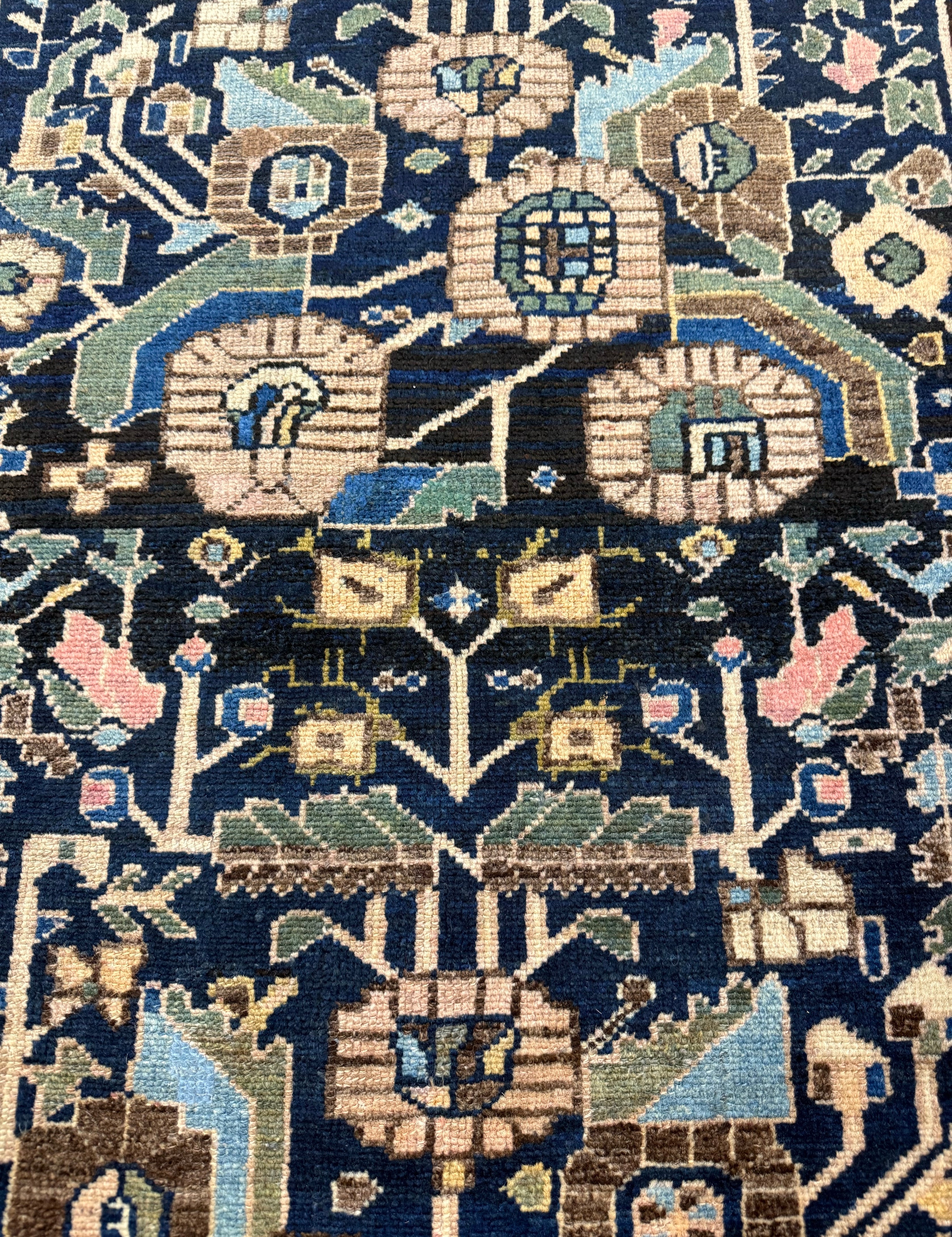 Vintage Dargazin Rug — Floral Sprays on Deep Blue. Original rug photograph; SKU RR32487; source RR 32487 IMG_6749.