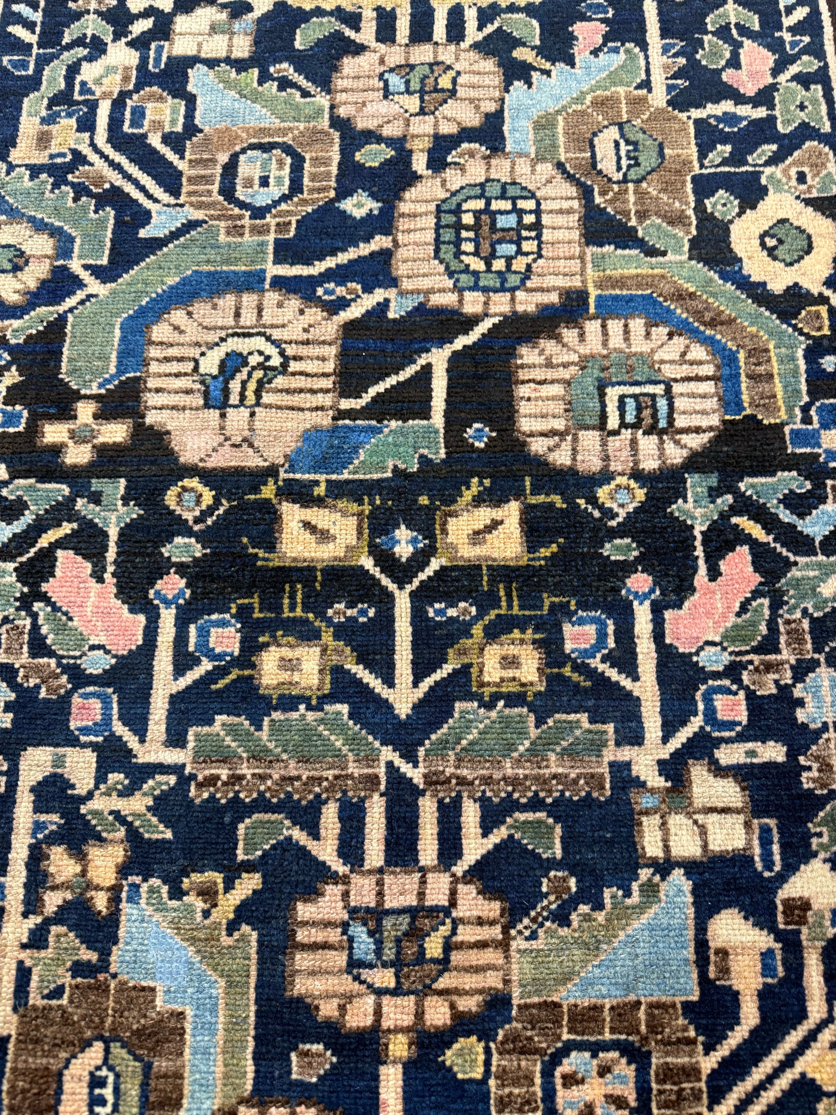 Vintage Dargazin Rug — Floral Sprays on Deep Blue. Original rug photograph; SKU RR32487; source RR 32487 IMG_6749.