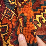 Vintage Fars Luri Rug — Dark Central Medallion on Red. Rug pile and texture detail; SKU RR 32531; source IMG_6918.