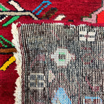 Vintage Hamadan Rug — Angular Florals & Linked Medallions on Red. Original rug photograph; SKU RR33017; source IMG_6881.