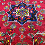 Vintage Hamadan Rug — Angular Florals & Linked Medallions on Red. Original rug photograph; SKU RR33017; source IMG_6888.