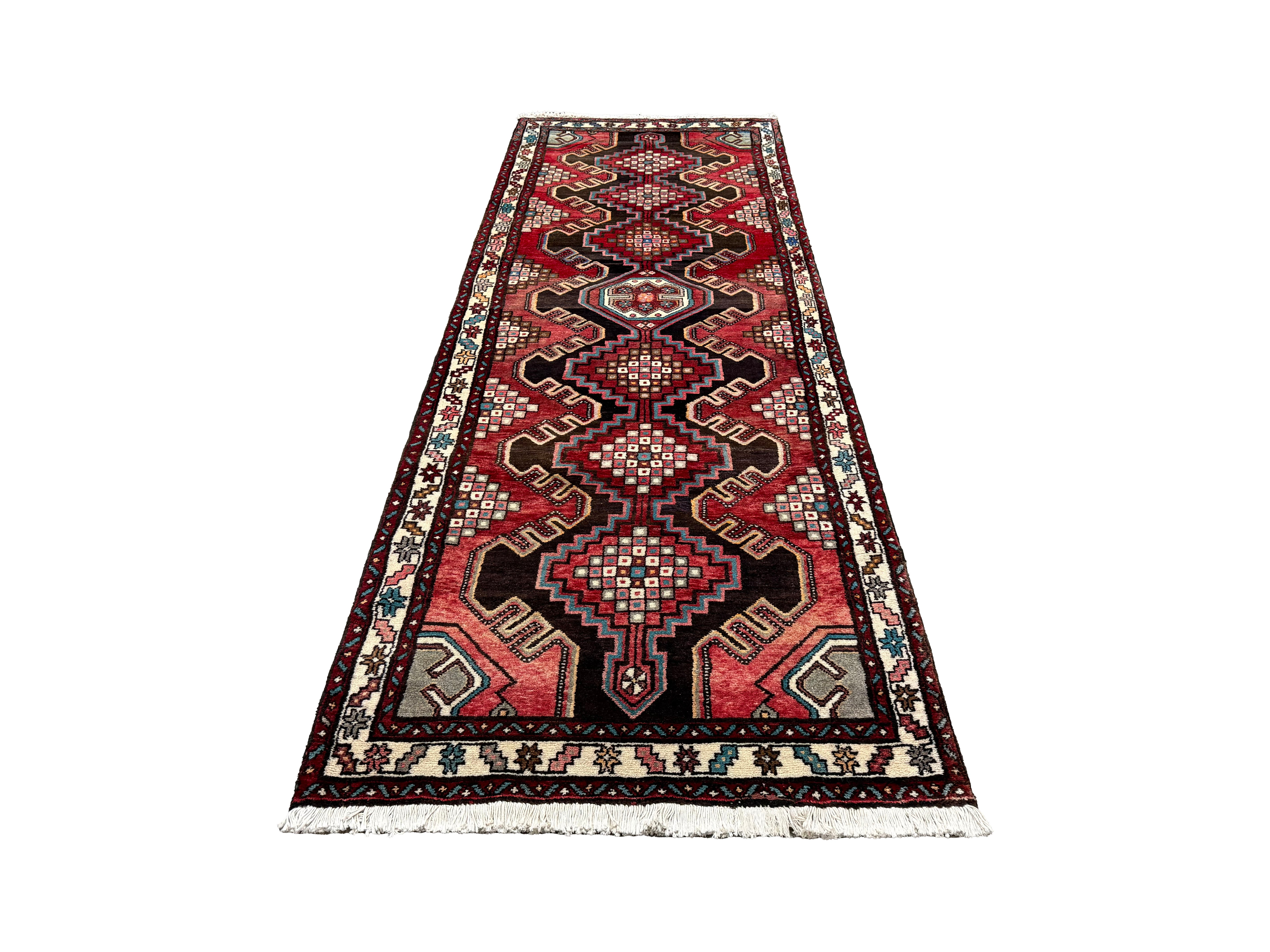 Persian Hamadan Runner, lengthwise view, hand-knotted wool pile. SKU RR 30127.