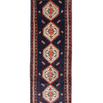 Persian Zarrin Qaba Mianeh Runner, top view on white background, hand-knotted wool pile. SKU RR 30171.
