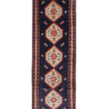 Persian Zarrin Qaba Mianeh Runner, top view on white background, hand-knotted wool pile. SKU RR 30171.