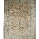 Tabriz hand-knotted wool rug, full top view.