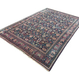 Vintage Mashhad Khorasan Rug, diagonal perspective view of the complete rug, hand-knotted wool pile. SKU RR 30636.