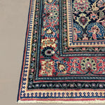 Vintage Mashhad Khorasan Rug, corner, border and fringe detail, hand-knotted wool pile. SKU RR 30636.