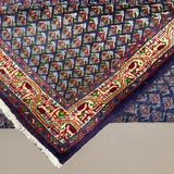 Persian Sarabend Rug, folded corner and reverse, hand-knotted wool with blue colouring. SKU RR 30661.