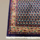 Persian Sarabend Rug, border and fringe detail, hand-knotted wool with blue colouring. SKU RR 30661.